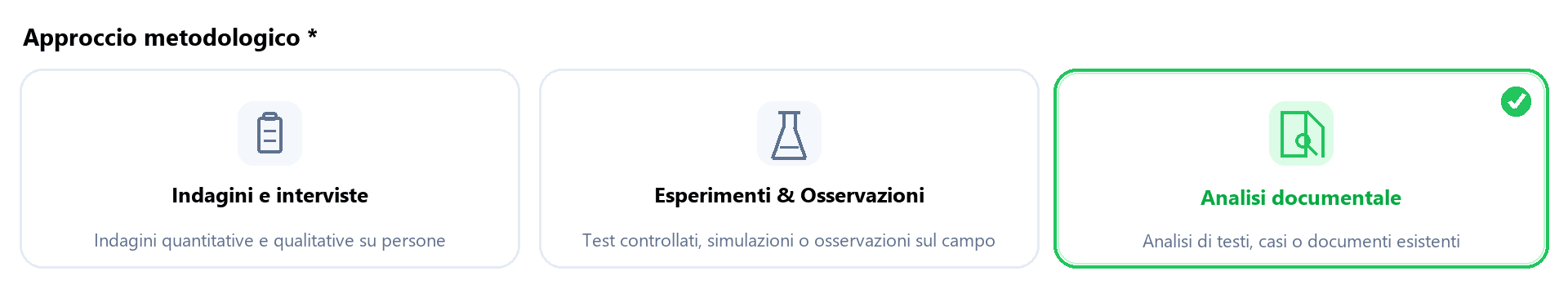 Metodo empirico: Analisi documentale