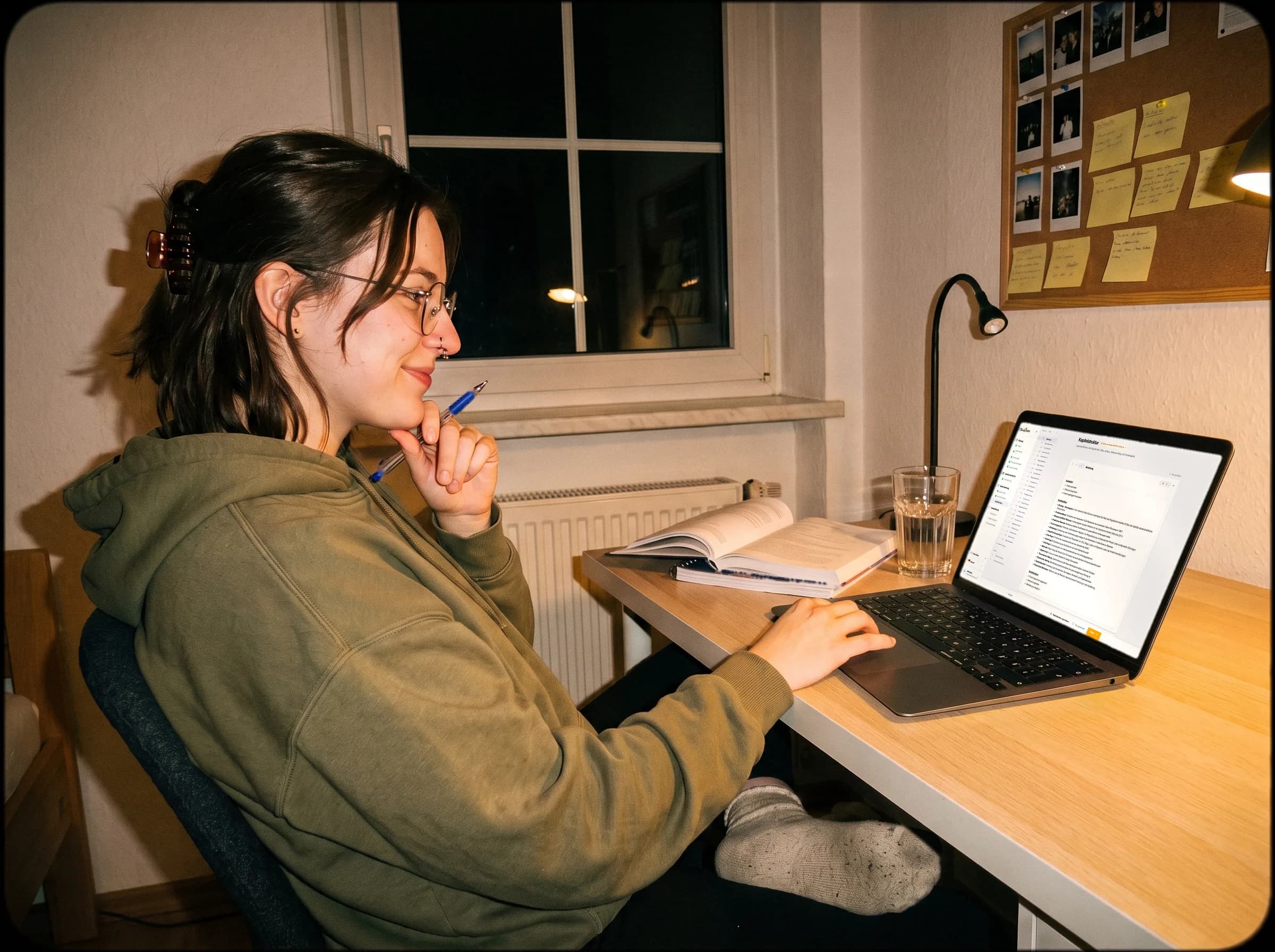 Studentessa che adatta la struttura dei capitoli nell'editor di StudyTexter
