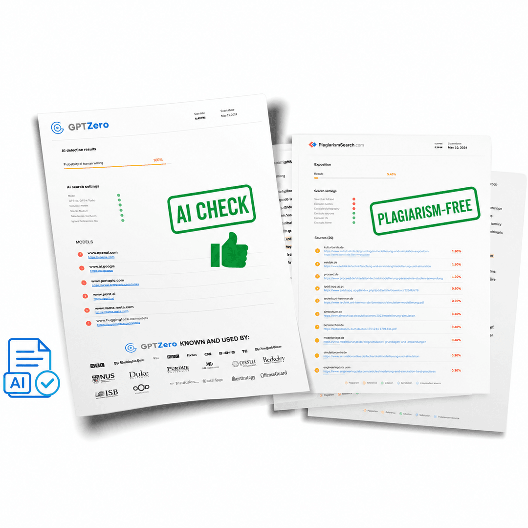 Plagiarism report and AI check reports