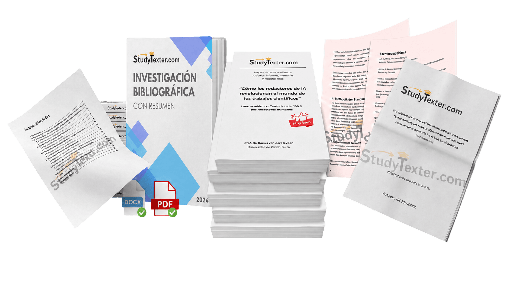 Entregables de StudyTexter: trabajo, investigación bibliográfica, informe de plagio y revisión de IA