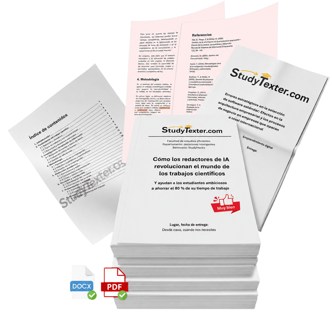 Mockup de trabajo académico terminado en StudyTexter