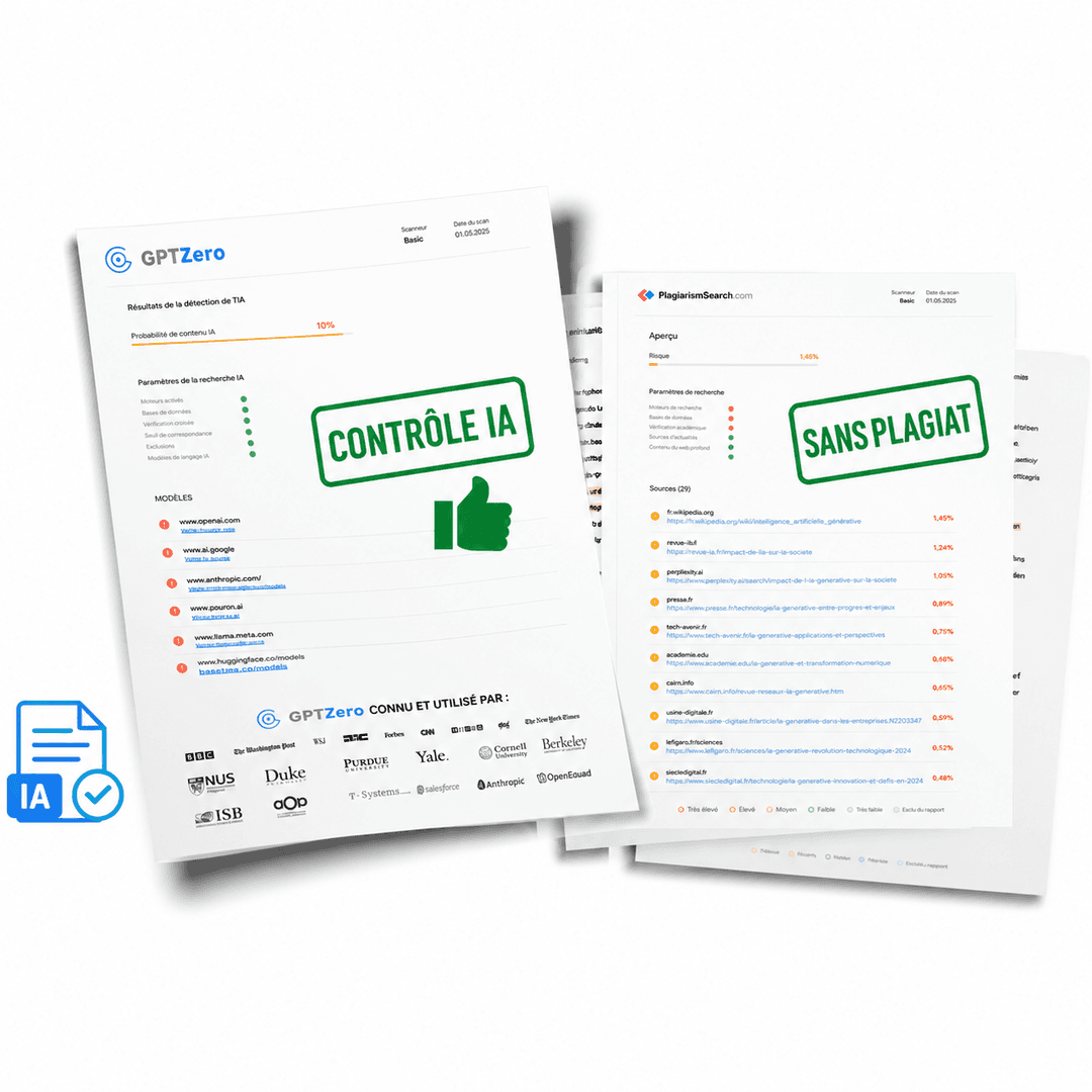 Plagiarism report and AI check reports