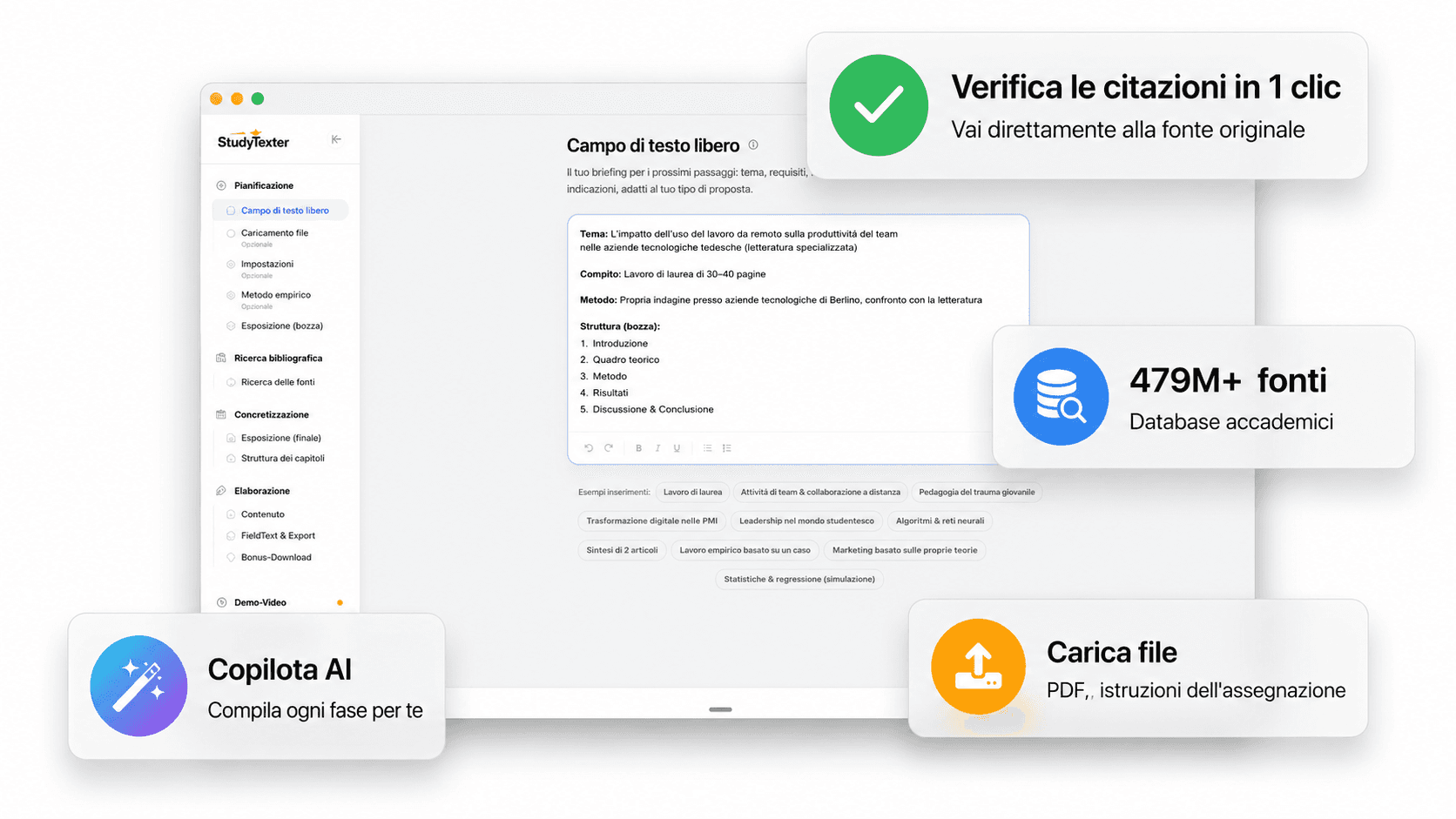 StudyTexter interaktiver Editor mit Kapitelstruktur und Zitaten