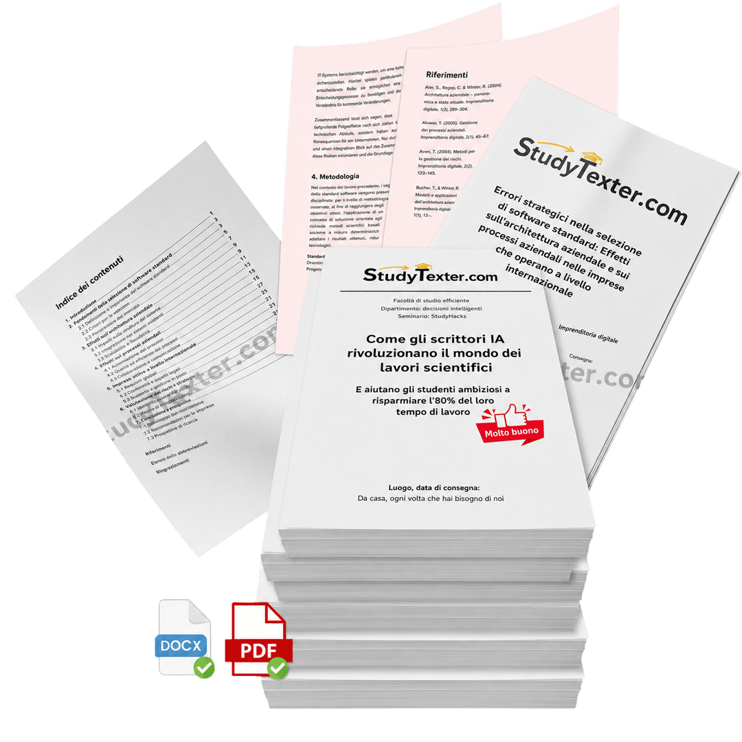 Mockup di elaborato accademico completato con StudyTexter