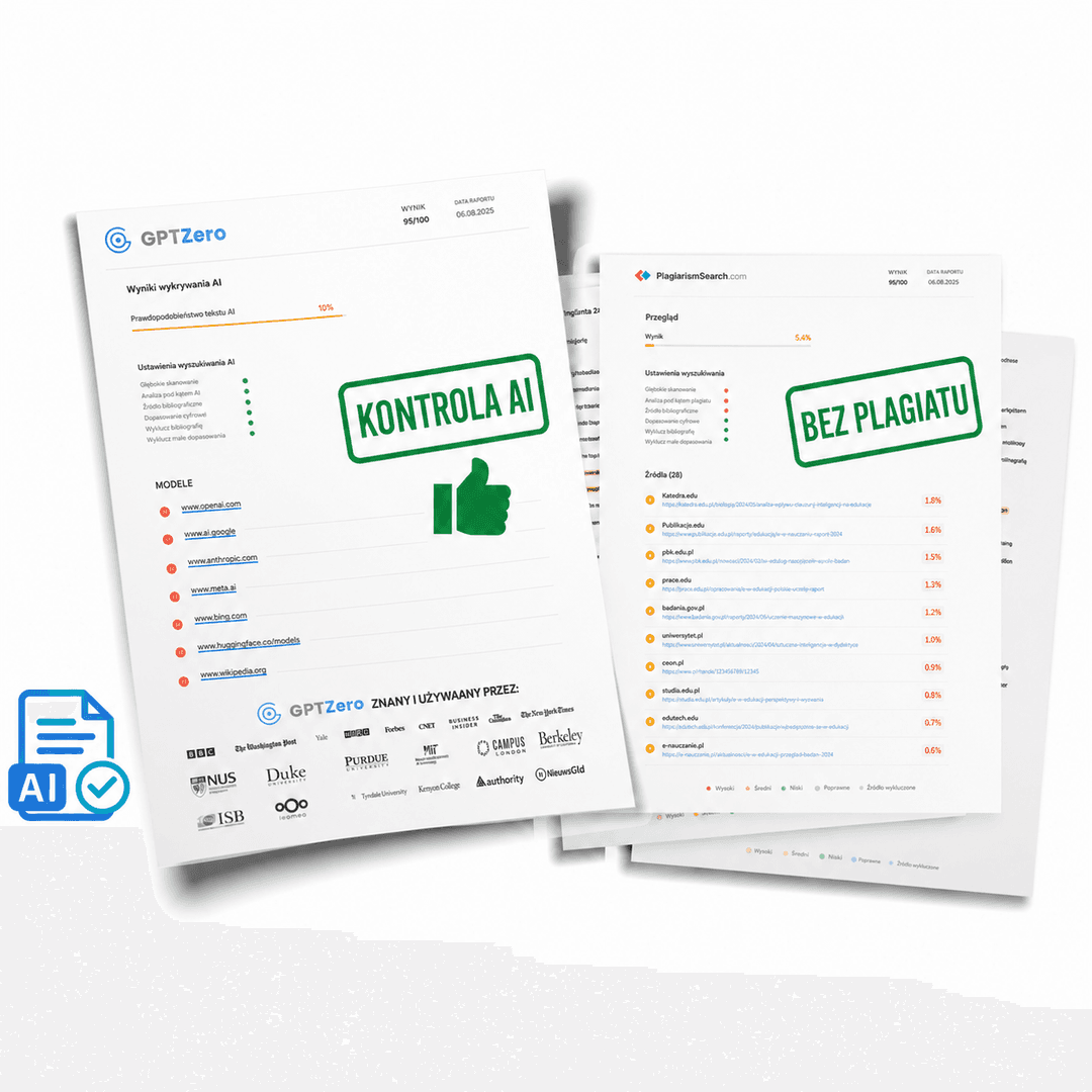 Raport plagiatu i raport sprawdzenia AI