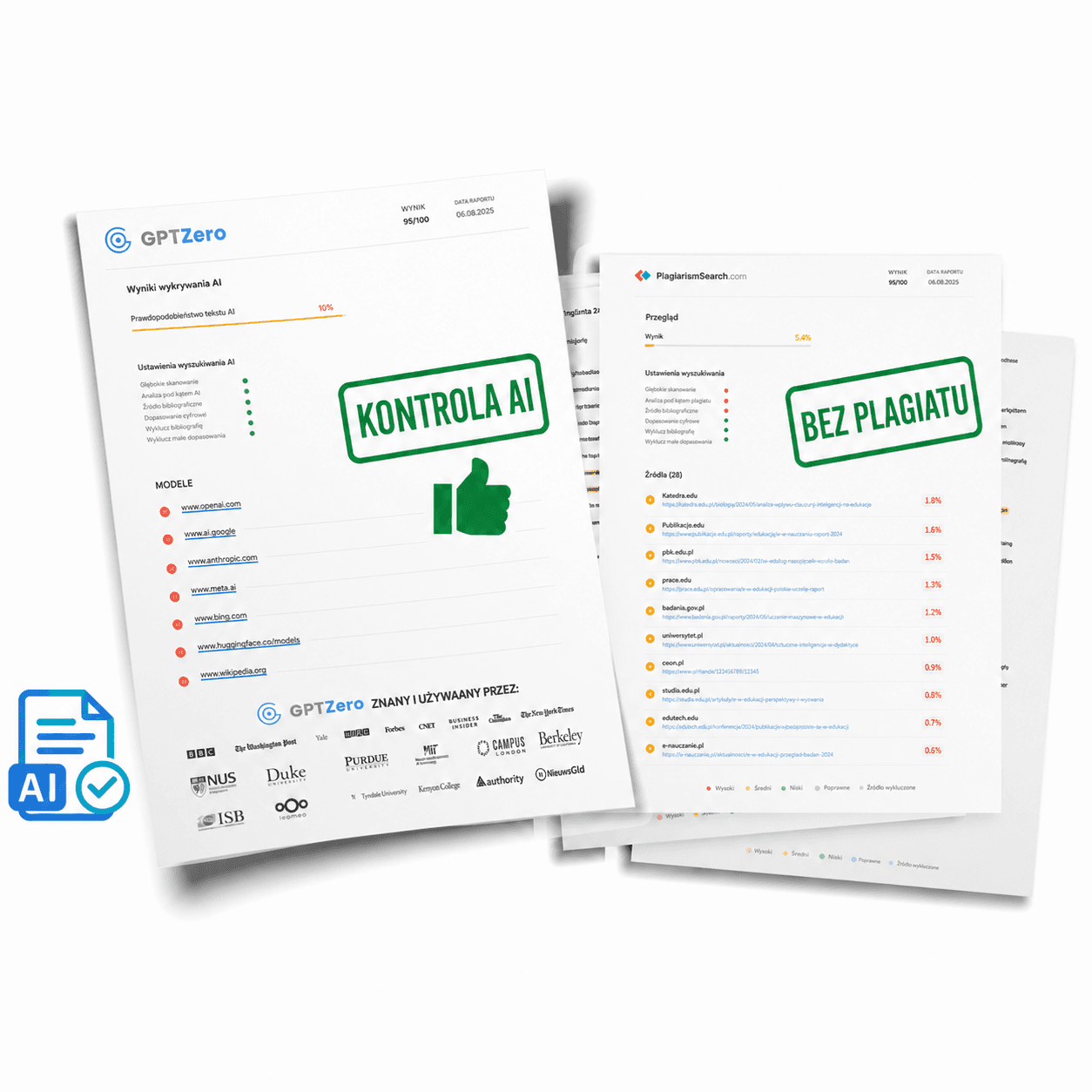 Plagiatsbericht und KI-Check Prüfberichte