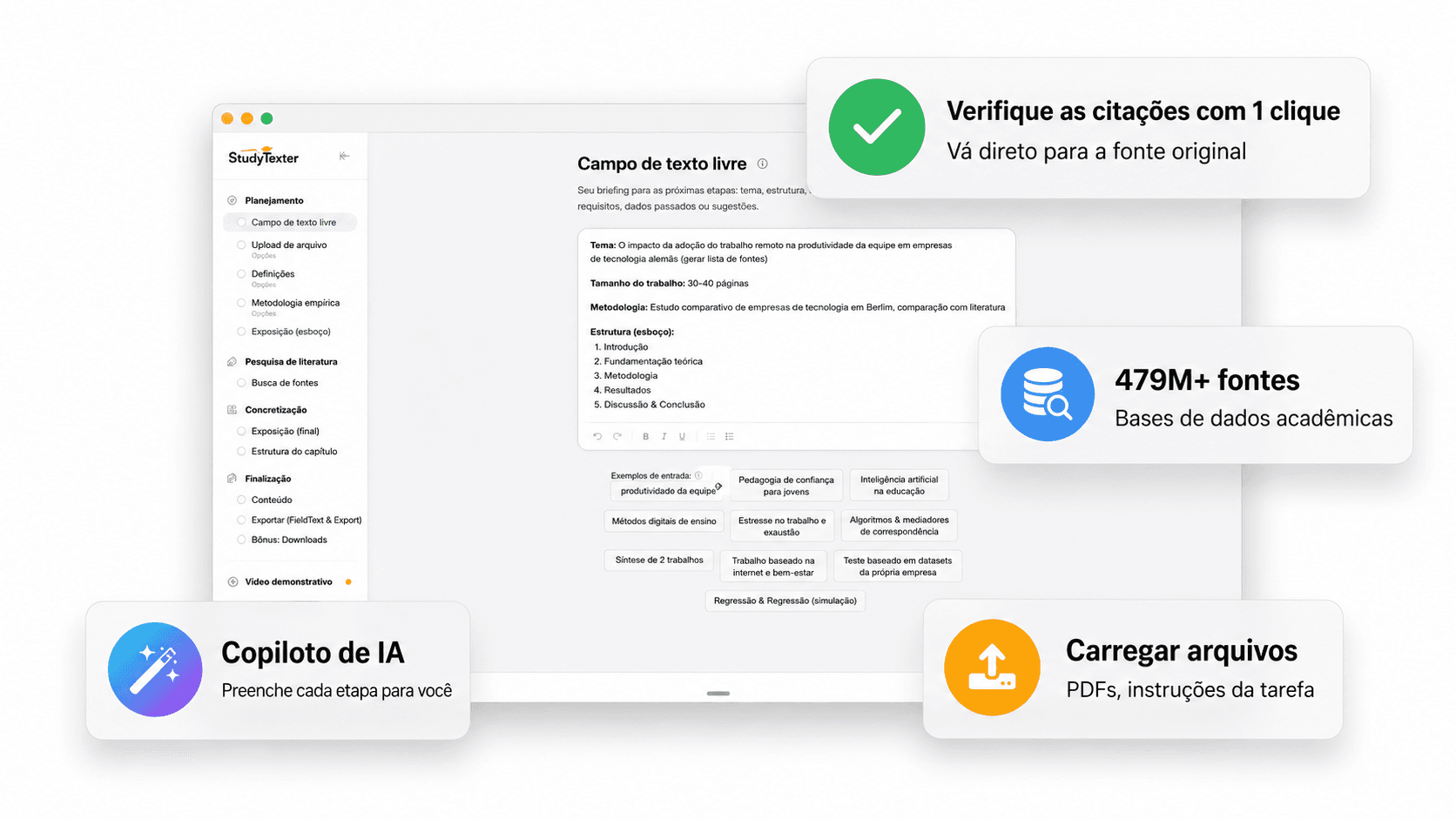 StudyTexter interaktiver Editor mit Kapitelstruktur und Zitaten