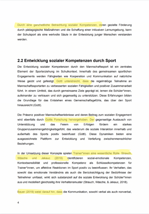 Saubere Hausarbeit mit StudyTexter (Pädagogik · Soziale Kompetenzen durch Sport)