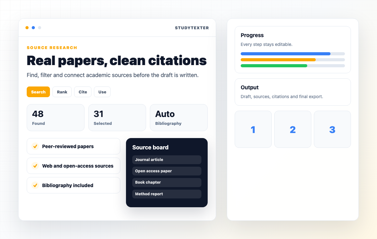 StudyTexter academic paper workflow