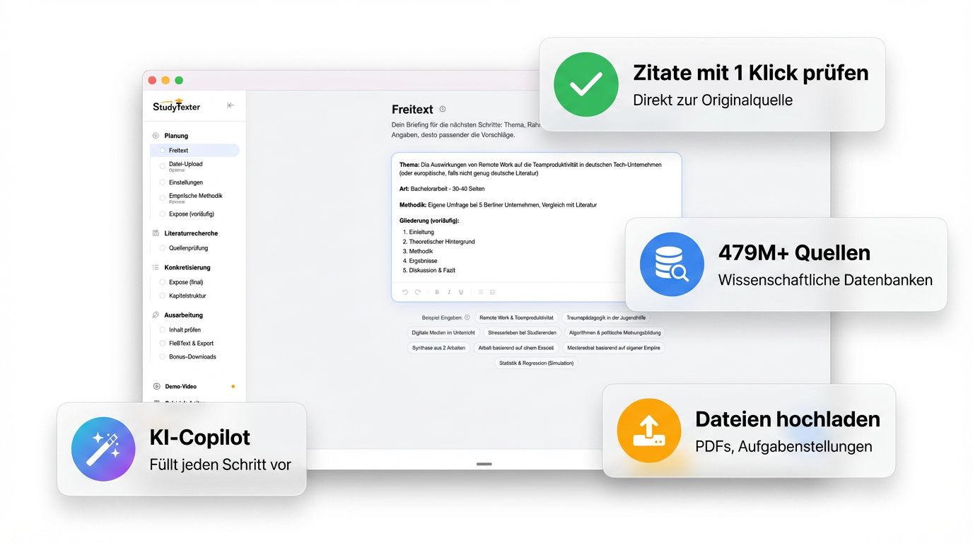 StudyTexter Editor als Alternative zu einzelnen KI-Tools