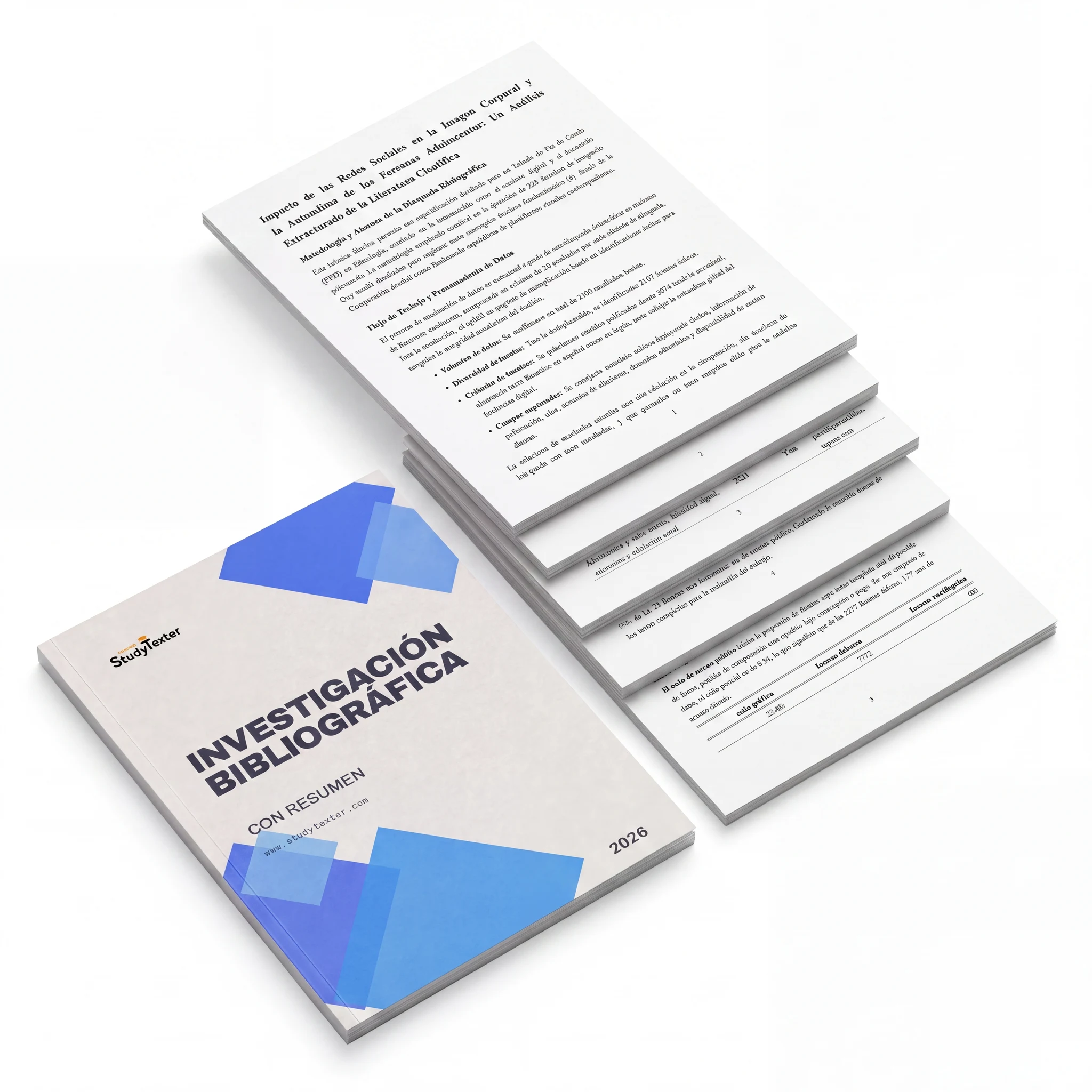 Investigación bibliográfica de StudyTexter con resúmenes