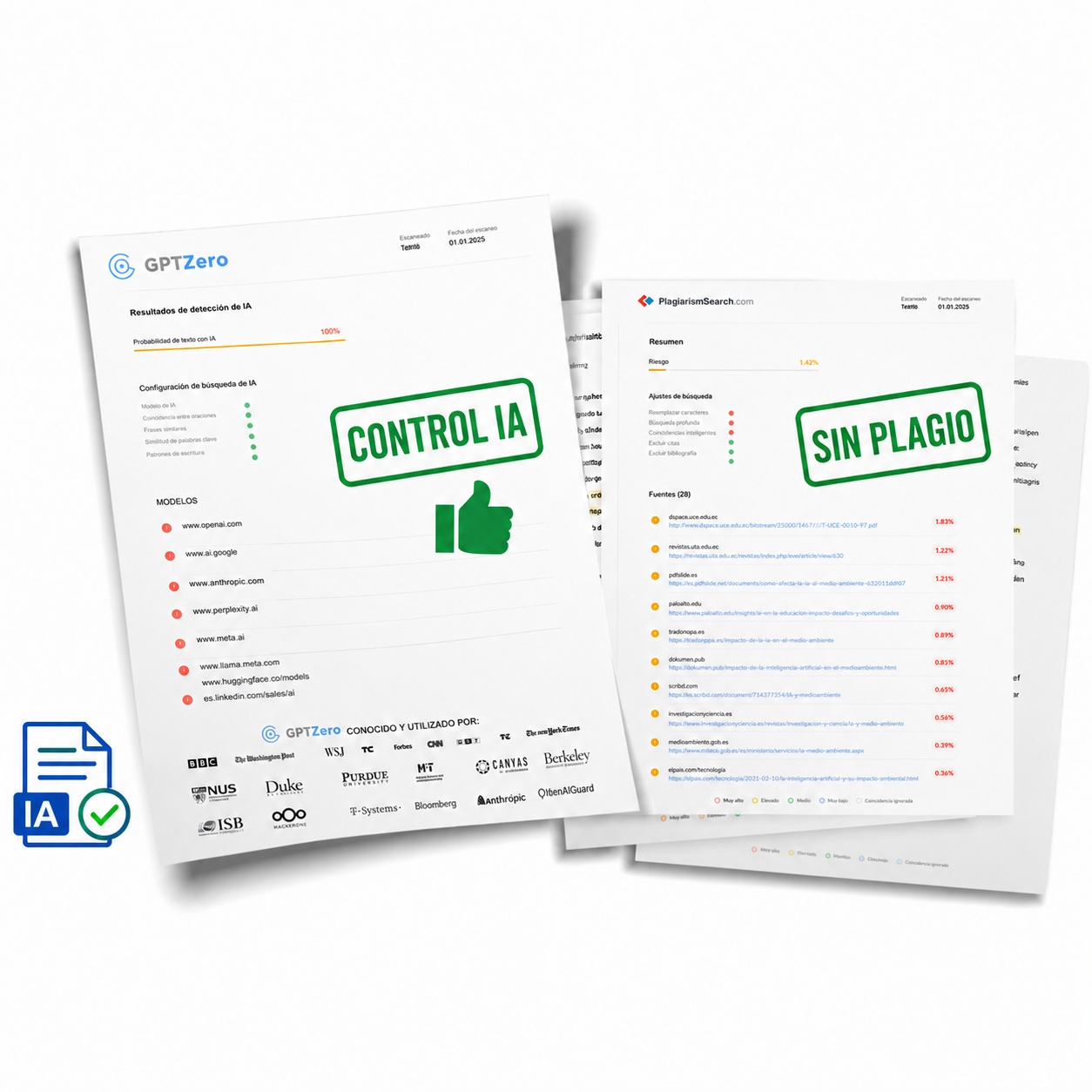 Informes de calidad de StudyTexter con revisión IA y antiplagio
