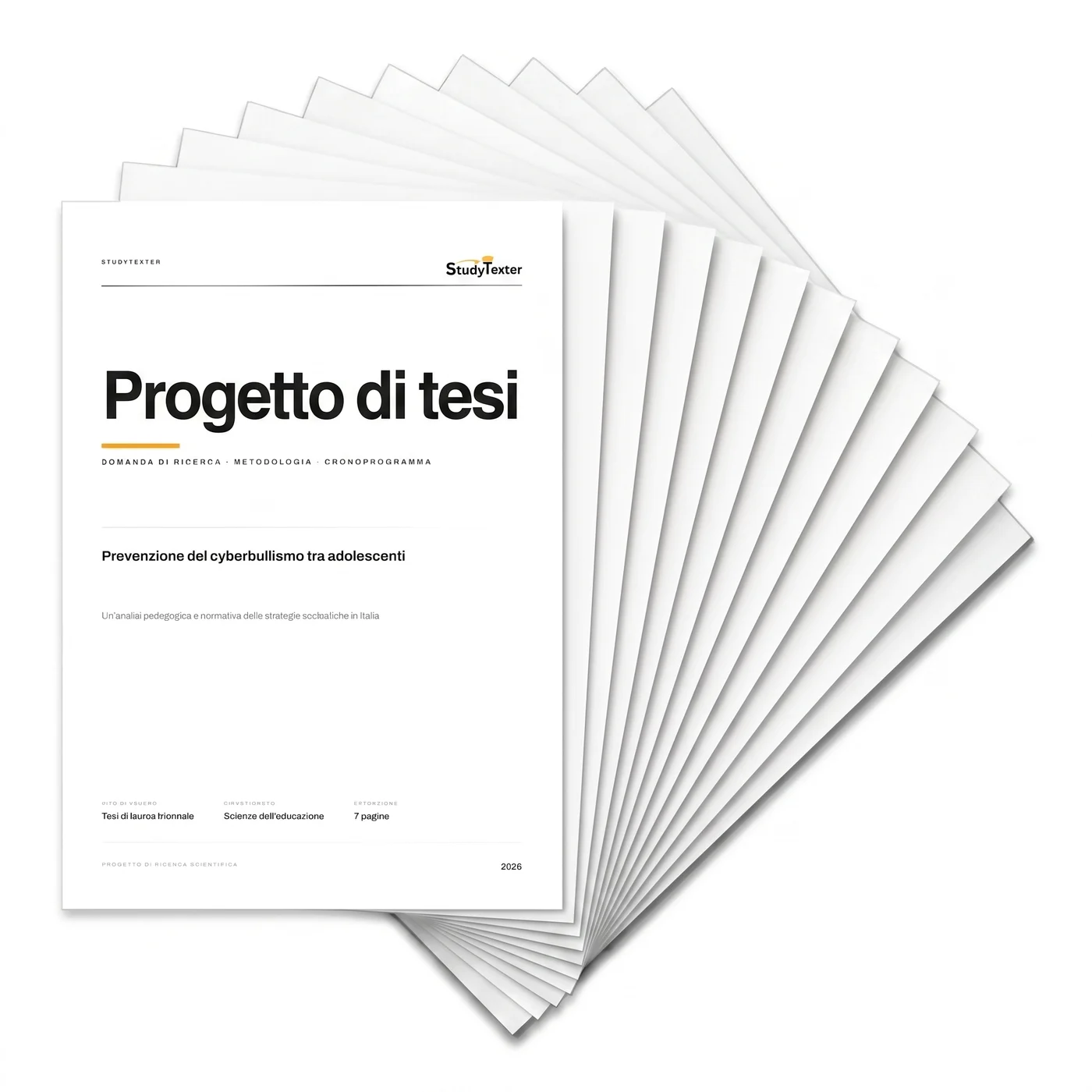 Progetto di tesi StudyTexter con domanda di ricerca, metodologia e cronoprogramma
