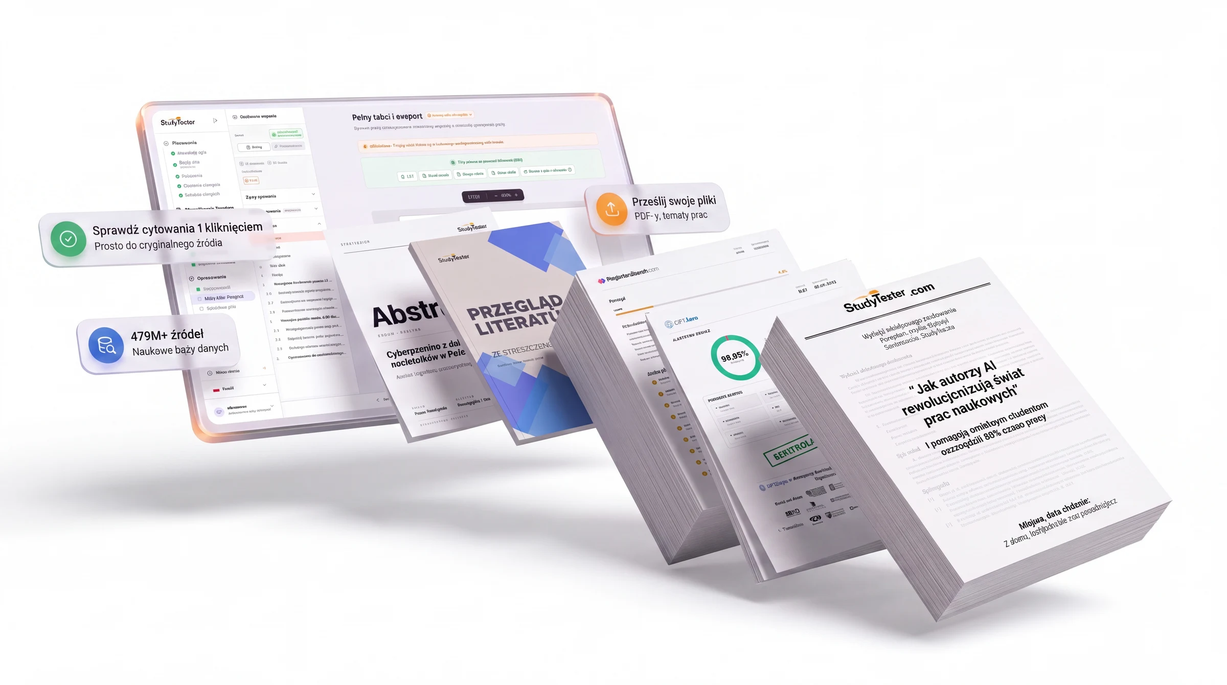 Co dostarcza StudyTexter: gotowa praca, research literatury, raport antyplagiatowy i kontrola AI