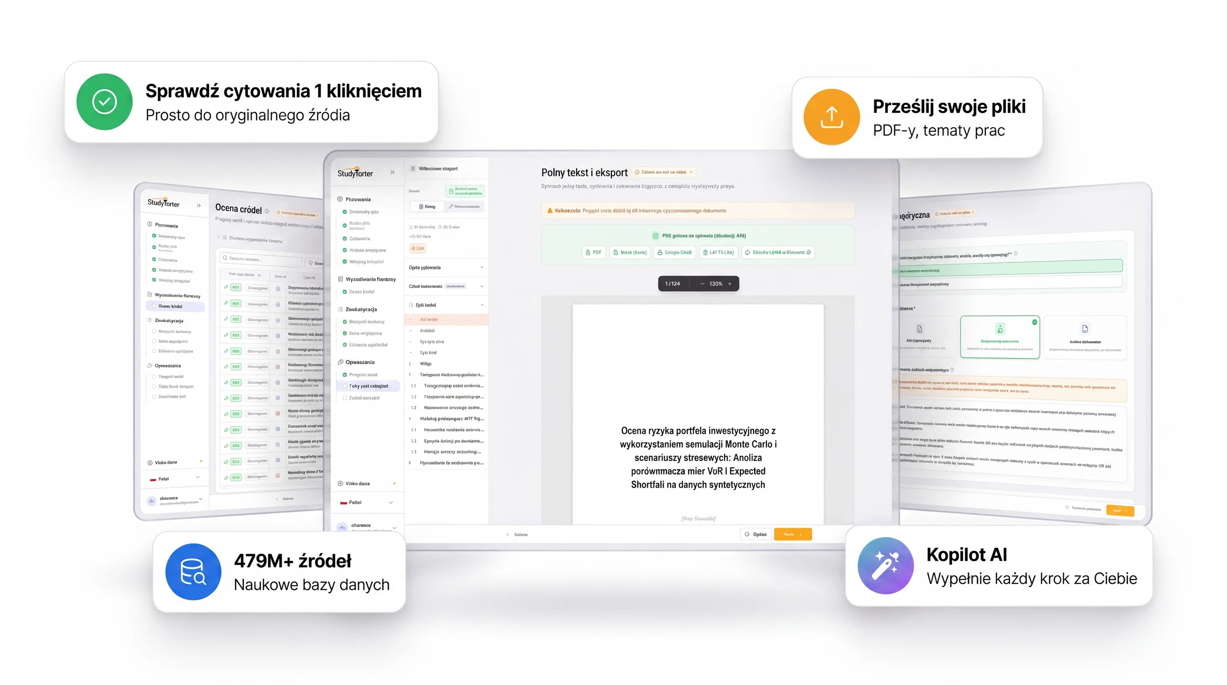Interaktywny edytor StudyTexter ze strukturą rozdziałów i cytowaniami