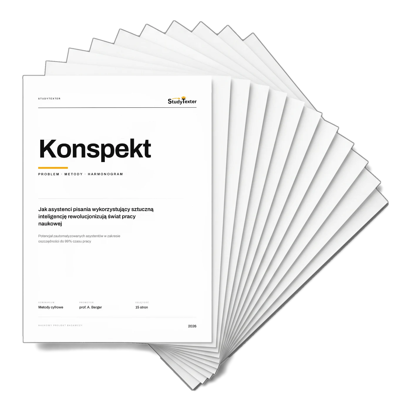 Konspekt StudyTexter z pytaniem badawczym, metodologią i harmonogramem