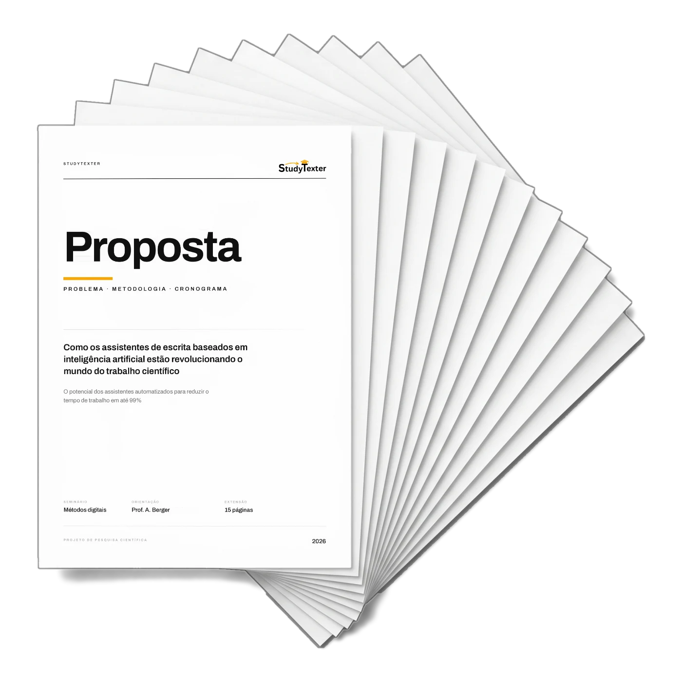 Proposta da StudyTexter com pergunta de investigação, metodologia e cronograma