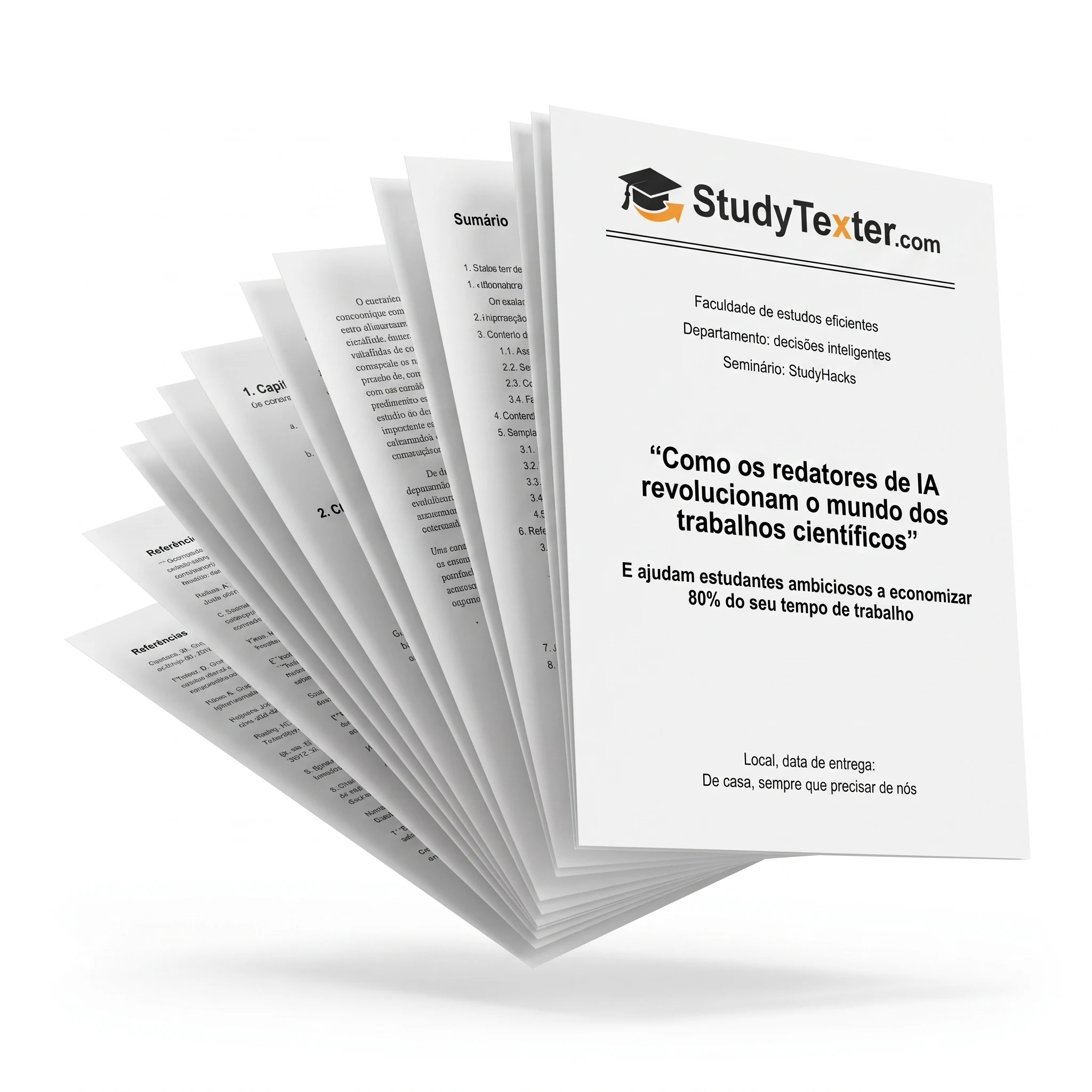Mockup do trabalho académico terminado da StudyTexter