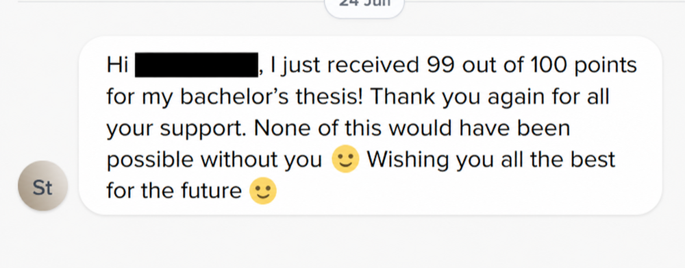 Customer review: 99 out of 100 points for a bachelor's thesis