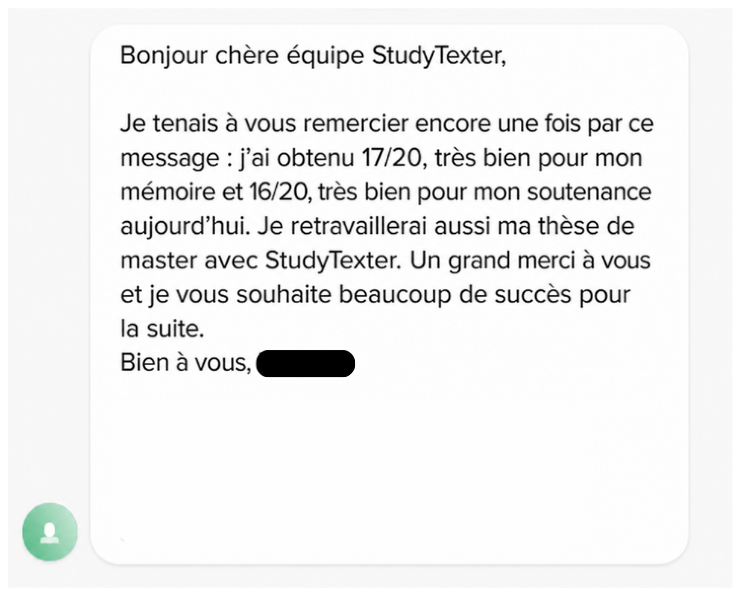 Avis client StudyTexter 001