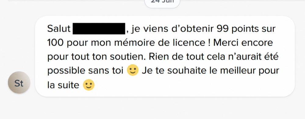 Avis client : 99 points sur 100 pour un mémoire de licence