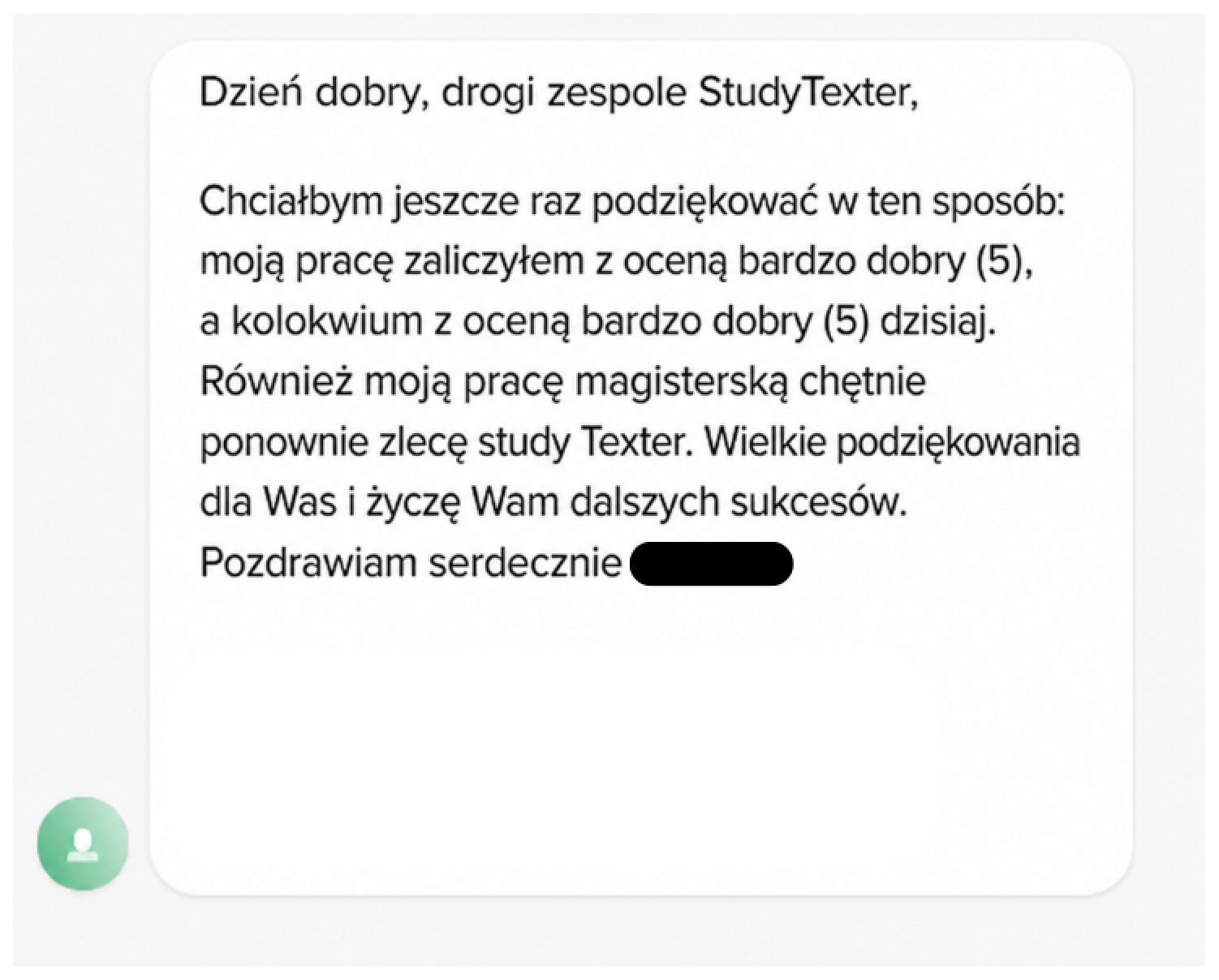 Opinia klienta StudyTexter 001